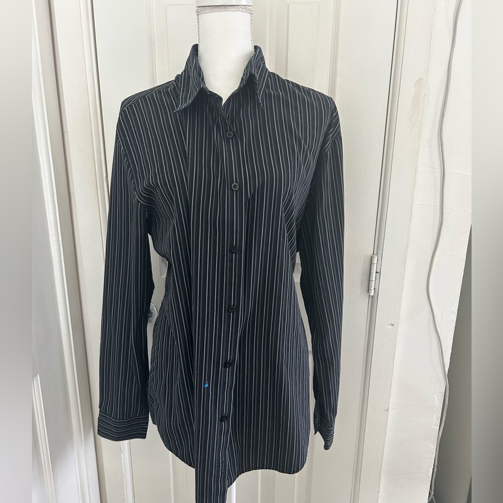 John Ashford Black Pinstripe Dress Shirt